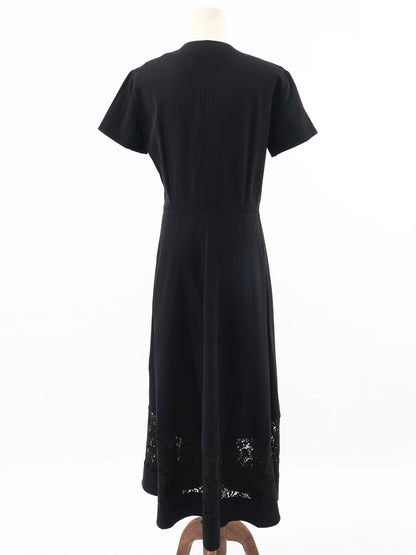 Excellent Marella Black Wool Dress with Lace Detailing Size N/A