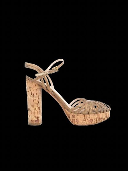 Excellent Prada Orange Leather High-Heeled Sandals Size 36.5