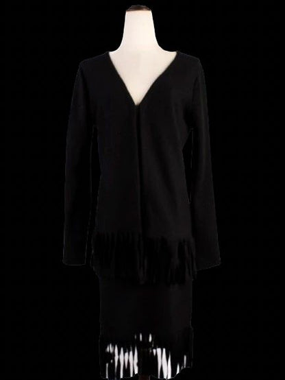 Excellent Blumarine Black Women's Cardigan Fringe Detail Size S