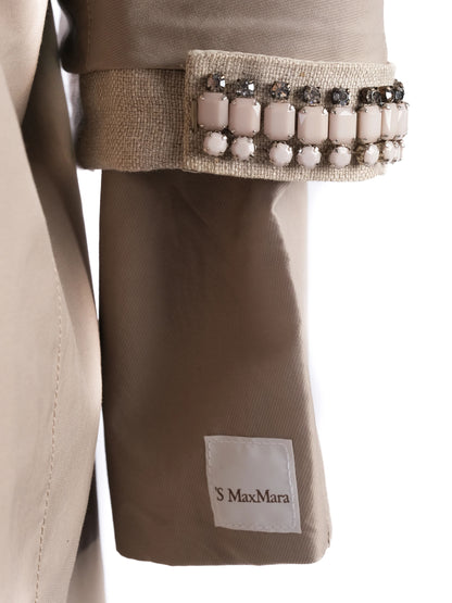 Max Mara Gray Hooded Coat with Waist Belt Size S Excellent Condition