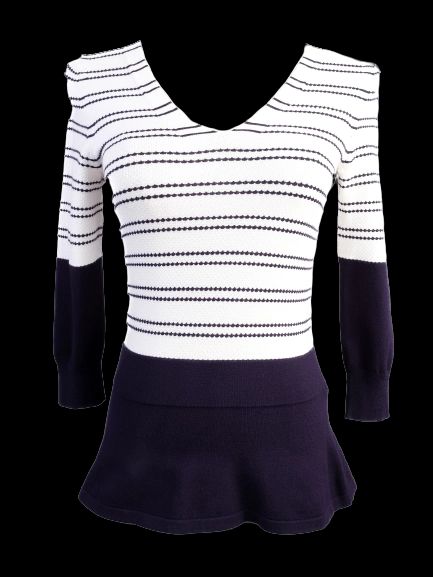 excellent karen millen women's striped sweater v-neck size 2