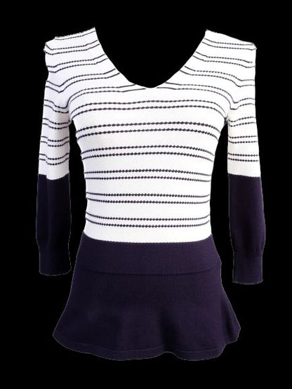 Excellent Karen Millen Women's Striped Sweater V-Neck Size 2