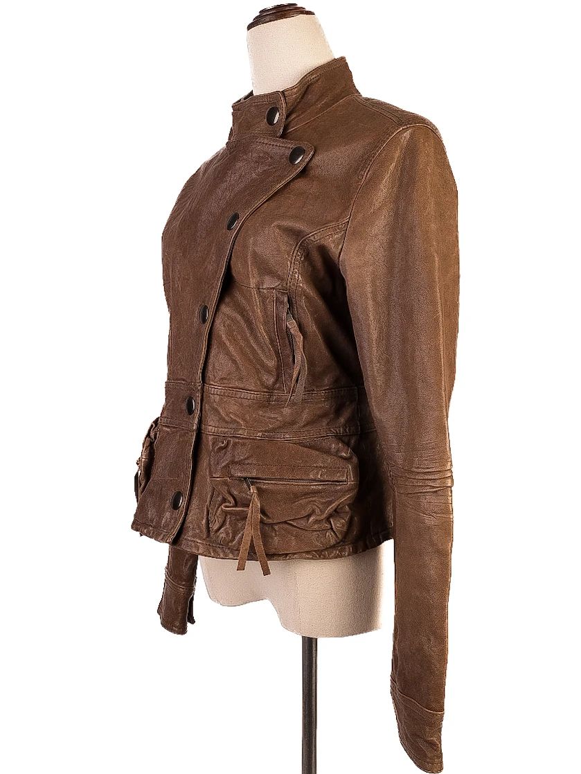 excellent haute hippie orange leather jacket size m