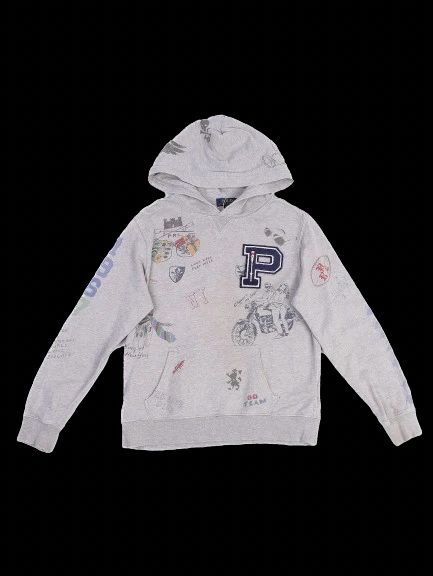 excellent polo ralph lauren gray hoodie kids size 15 with graphics