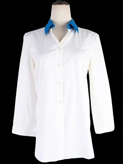 Excellent Prada White Nylon Long-Sleeve Shirt Size M