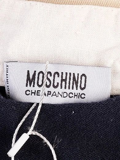 Excellent Moschino Navy Blue Blouse M Cotton Short Sleeve Women