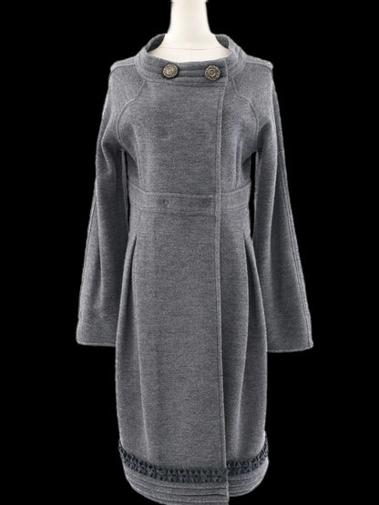 Excellent Class Roberto Cavalli Gray Wool Women's Coat with Decorative Trim