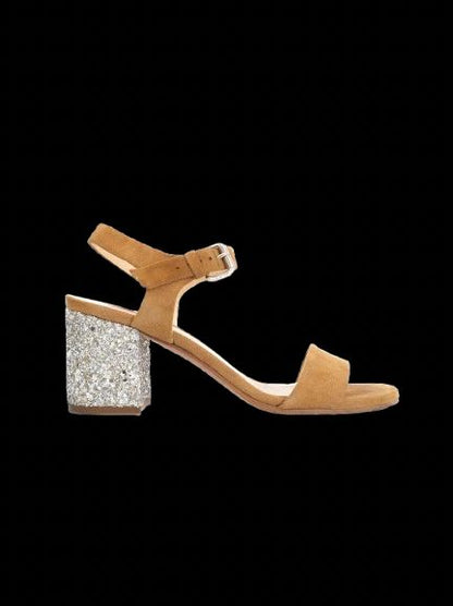 Excellent Ballin Orange Leather Block Heel Sandals Women Size N/A