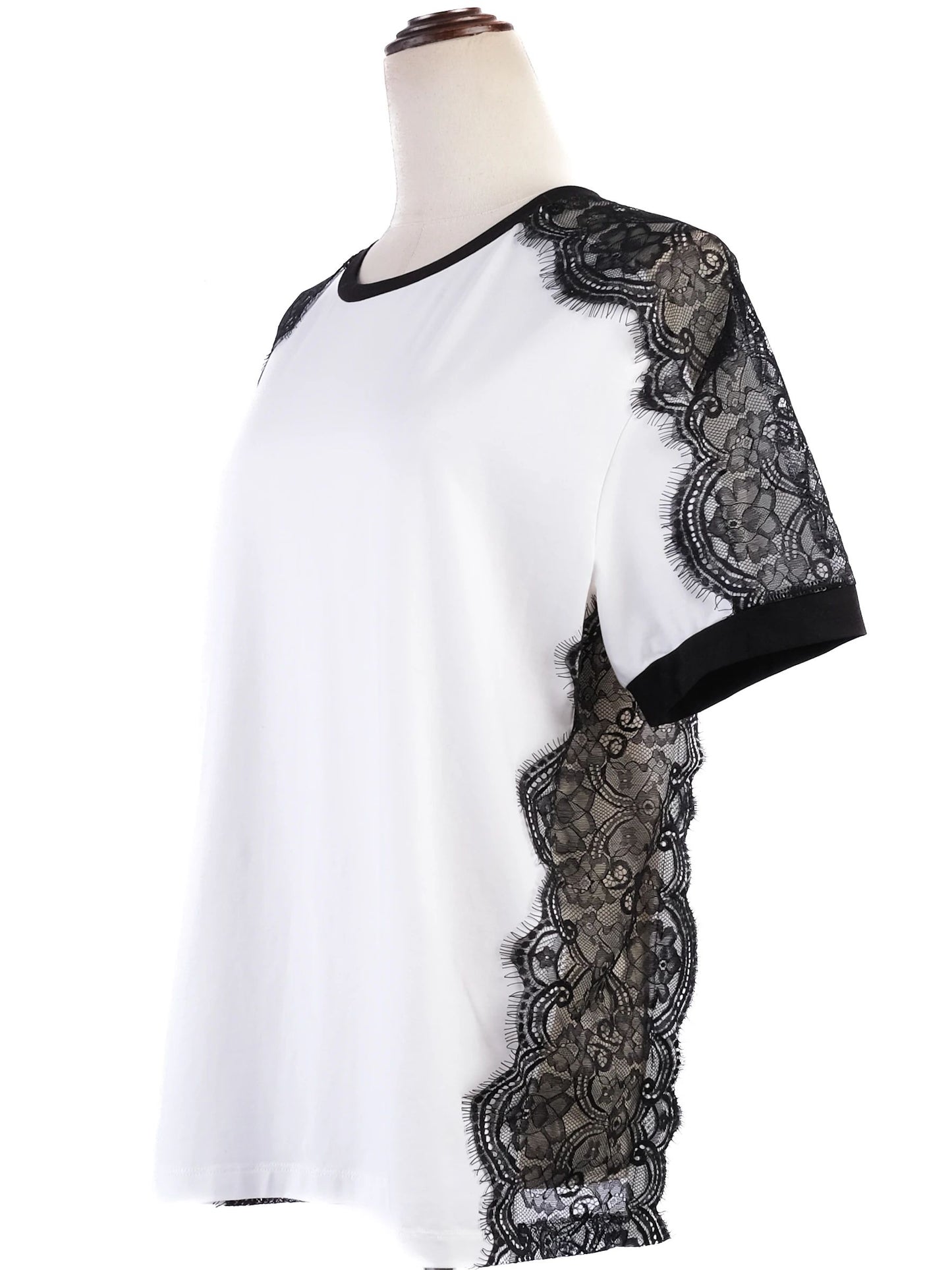 excellent pierre cardin women's t-shirt black lace detail size l