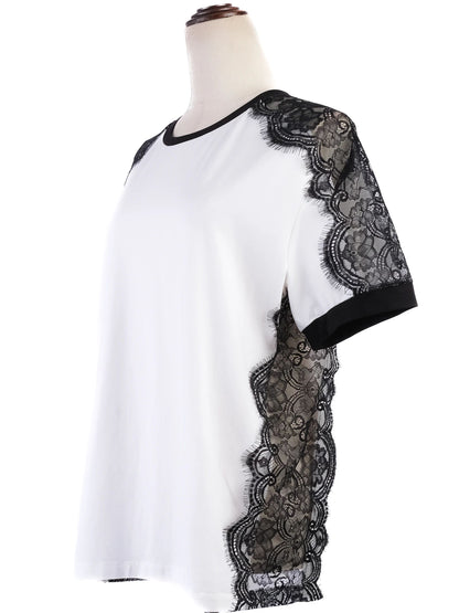 Excellent Pierre Cardin Women's T-Shirt Black Lace Detail Size L