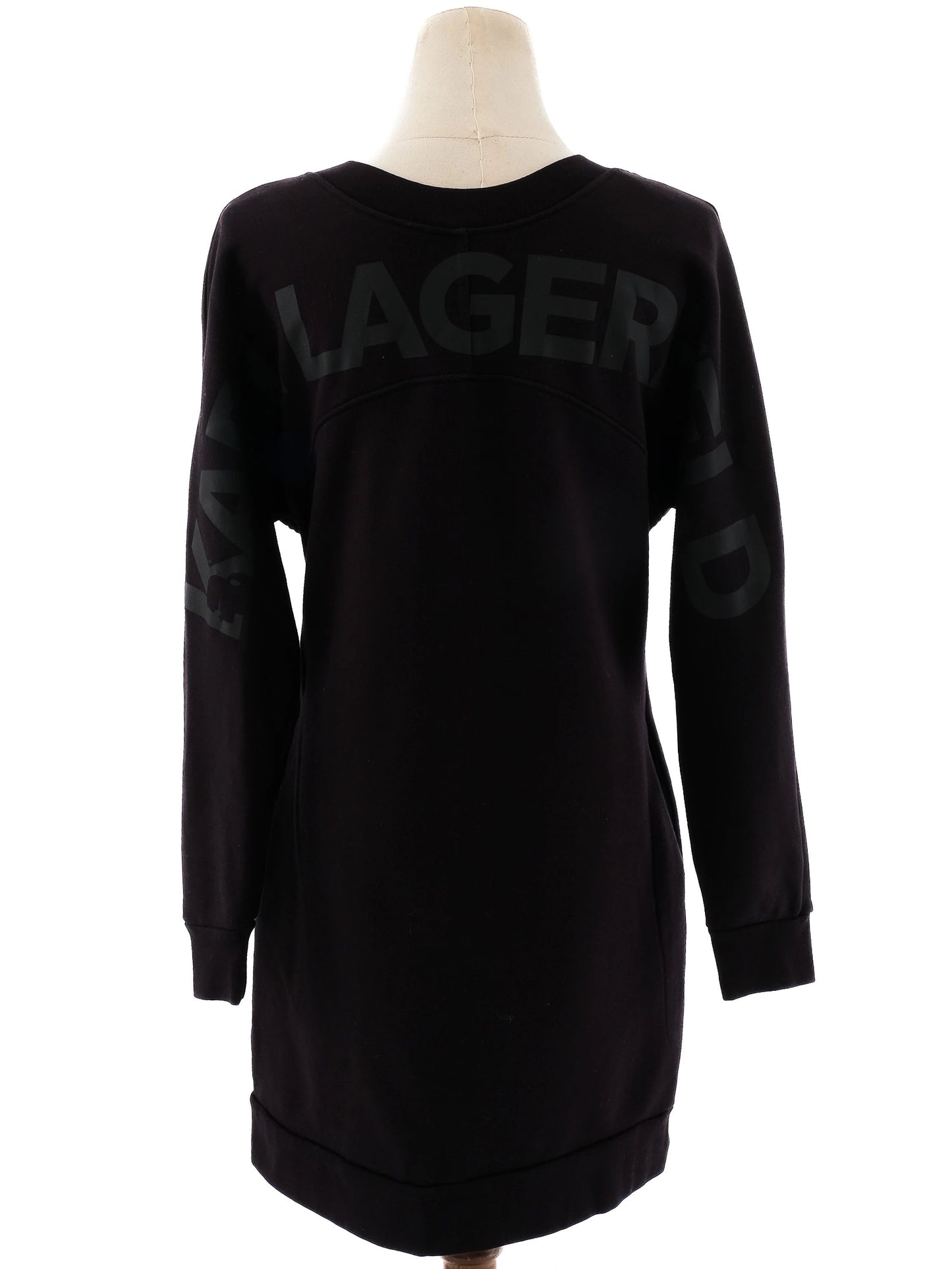 excellent karl lagerfeld black cotton dress xs long sleeve v-neck