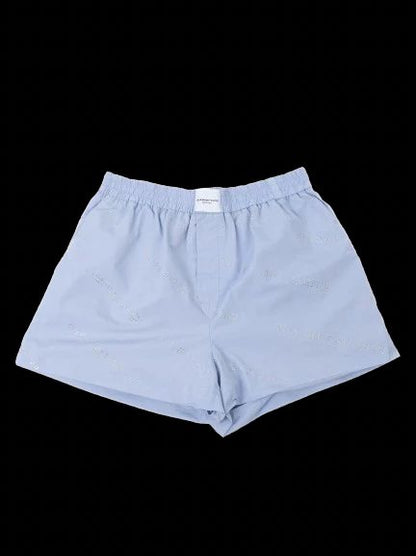 Excellent Alexander Wang Blue Cotton Women's Shorts with Rhinestones