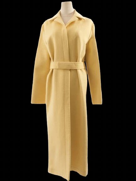 excellent lanvin yellow cashmere long coat with belt size m
