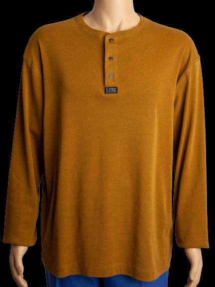 excellent scotch&soda orange long sleeve henley shirt size xxl