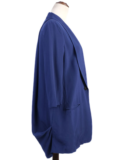 Excellent Dusan Blue Silk Blazer Size XS with Shawl Collar