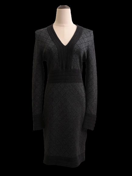 excellent balmain black long-sleeved dress size l