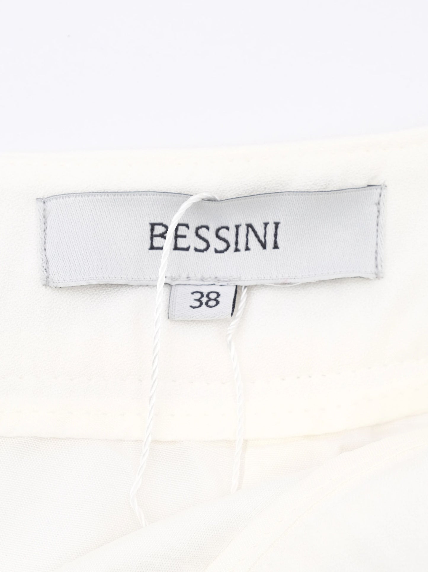 excellent bessini white viscose women's skirt size s with braided trim