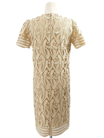 NEW N21 Women's Yellow Lace Dress Size M with Patterned Overlay