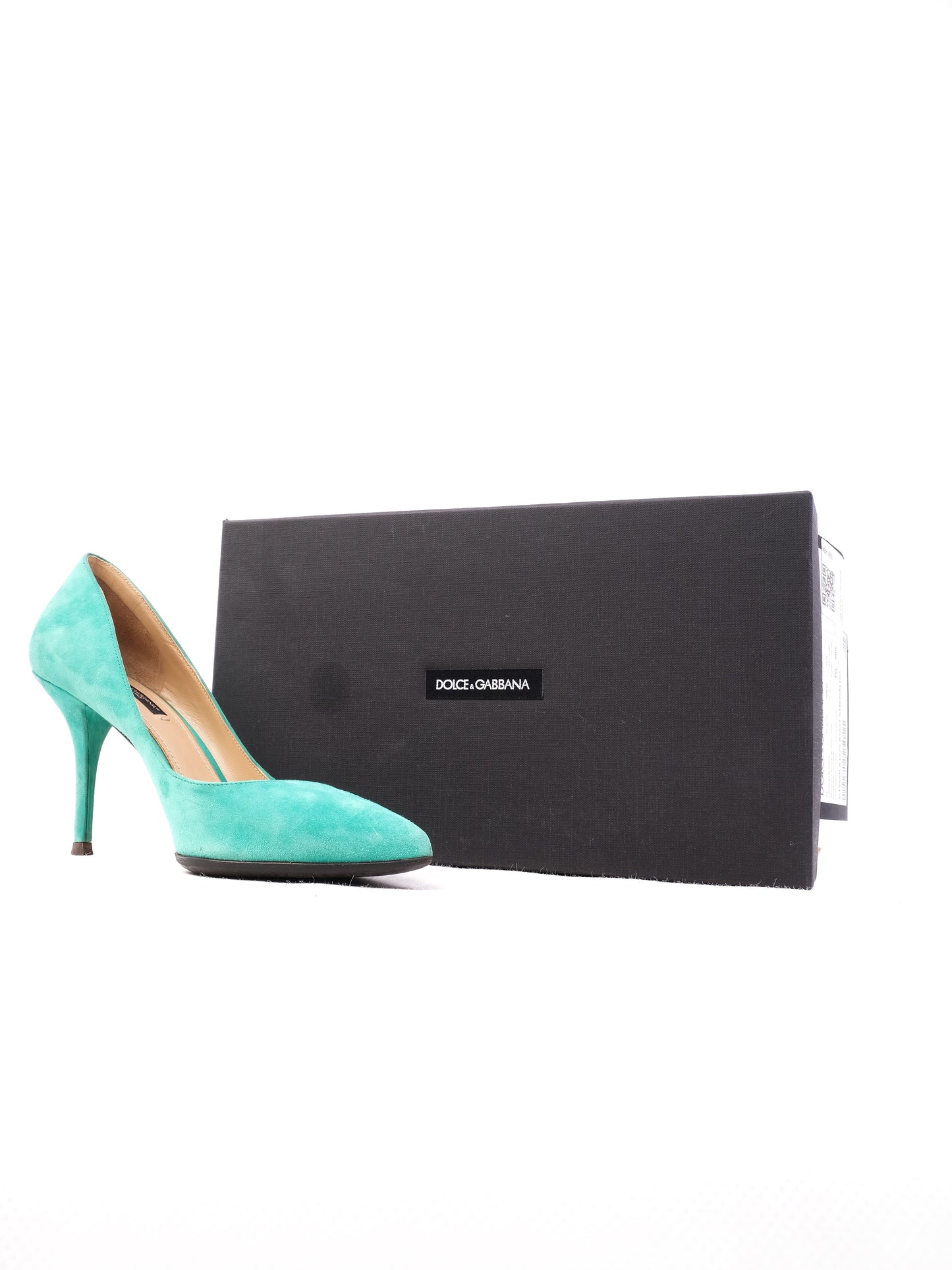 excellent dolce gabbana green leather high-heels size 38.5