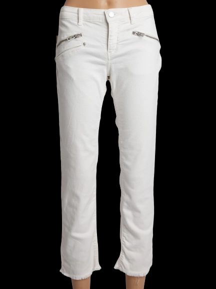 good zadig&voltaire white denim cropped jeans size s frayed hem