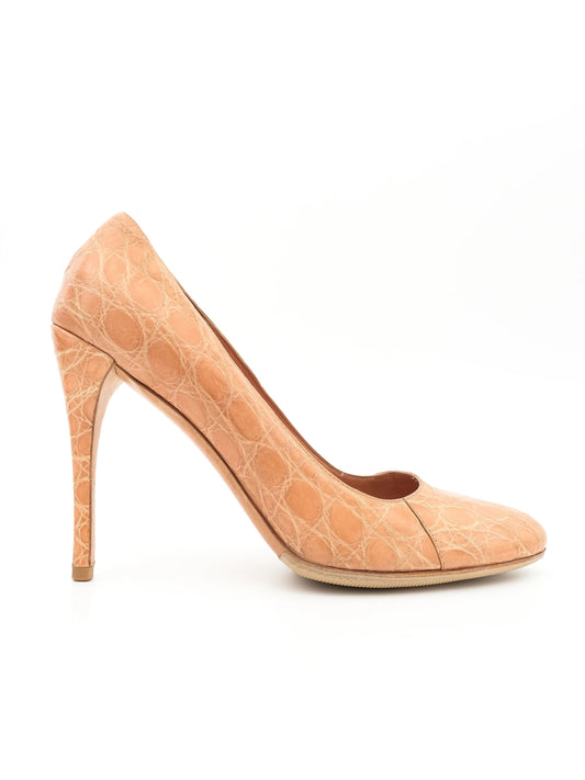 Excellent Prada Orange Leather Pointed-Toe High Heels Size 40