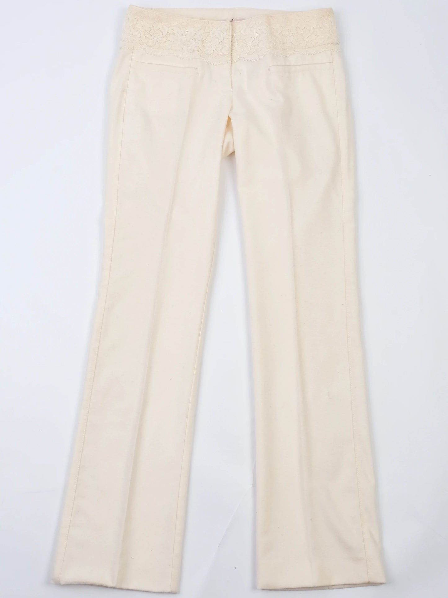 excellent red valentino yellow wool pants size s with lace detail