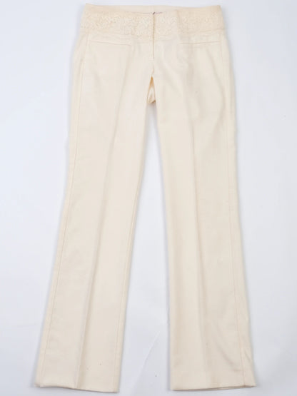 Excellent Red Valentino Yellow Wool Pants Size S with Lace Detail