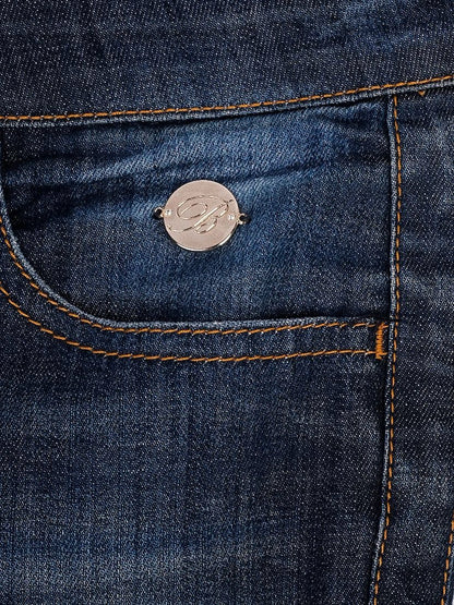 Excellent Blumarine Blue Cotton Jeans Size XS with Decorative Studs