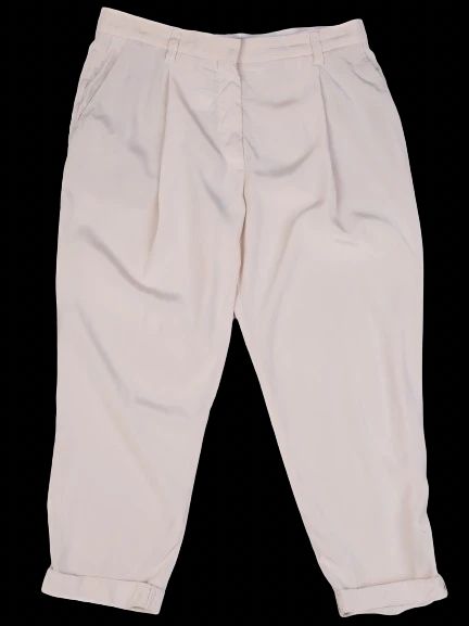 excellent brunello cucinelli white silk pants size xl relaxed fit