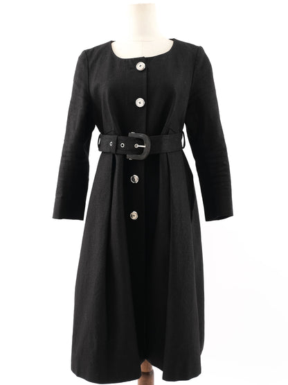 Excellent Kenzo Black Buttoned Coat with Belt Size L
