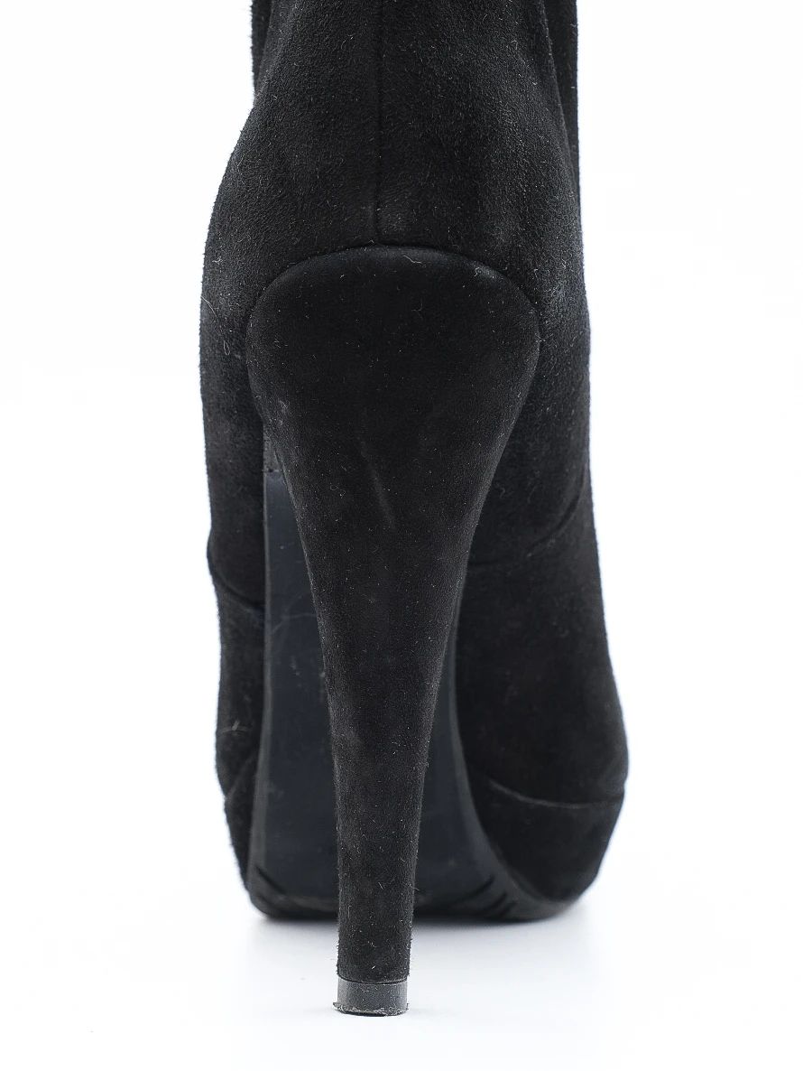 albano black leather knee-high stiletto boots size 38 excellent