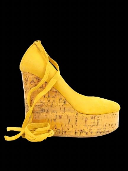 vicini yellow leather platform wedge shoes size 35