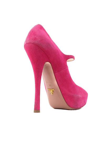 Excellent Prada Pink Leather High-Heeled Mary Jane Size 39