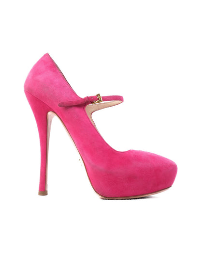 Excellent Prada Pink Leather High-Heeled Mary Jane Size 39