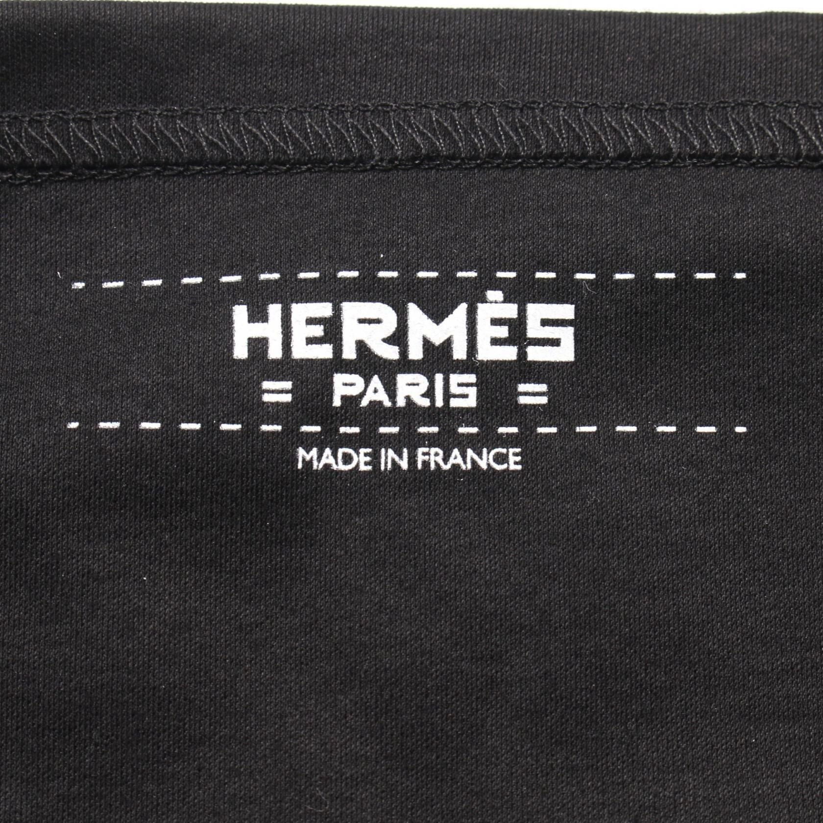 Hermes Embroidered Pocket T-shirt Black Cotton