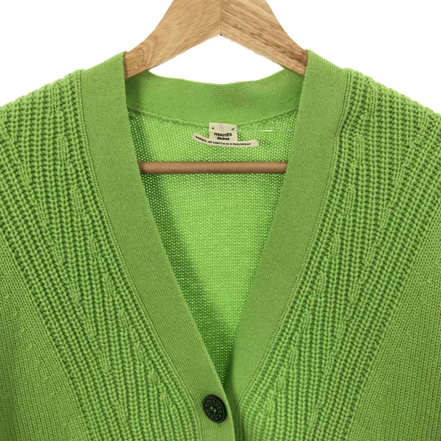 Hermes Cardigan Knitwear Jacket Cashmere Cotton Green  34