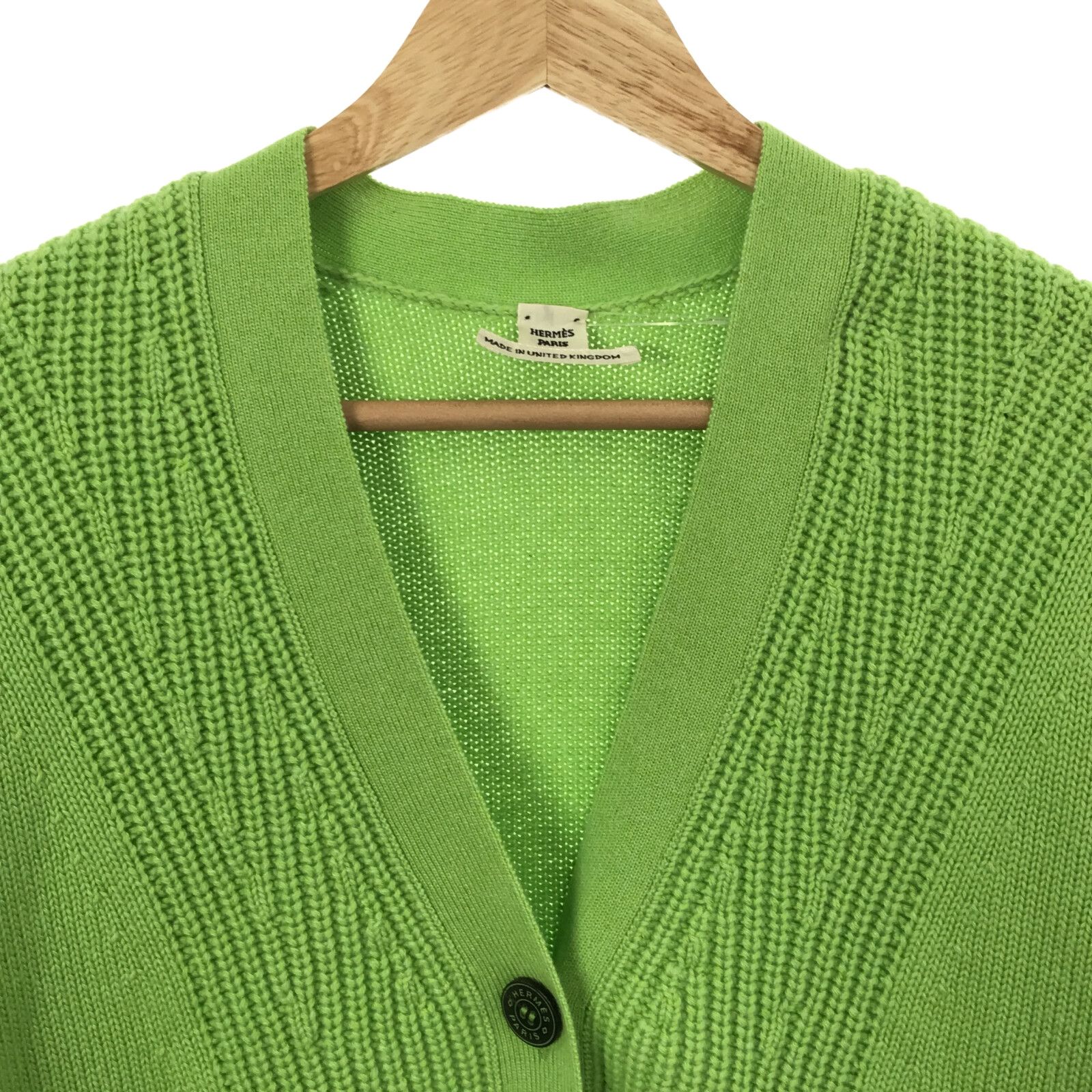 Hermes Cardigan Knitwear Jacket Cashmere Cotton Green  34