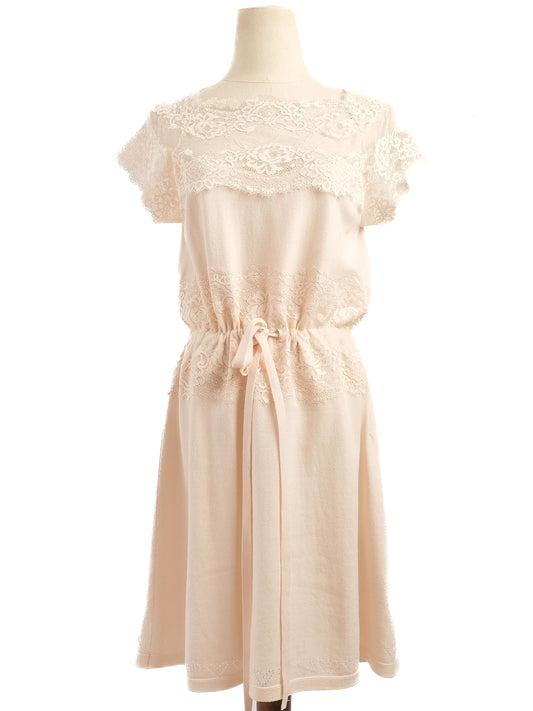Excellent TWINSET Orange Nylon Dress with Lace Detailing Size M