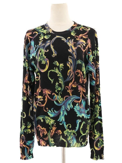 Excellent Versace Long-Sleeved Shirt Wool Size S Floral Pattern