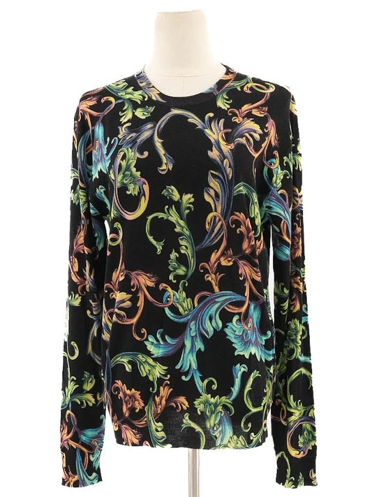 Excellent Versace Long-Sleeved Shirt Wool Size S Floral Pattern