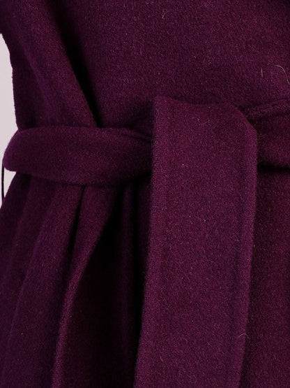Max Mara Studio Purple Wool Coat with Belt Cucito a Mano