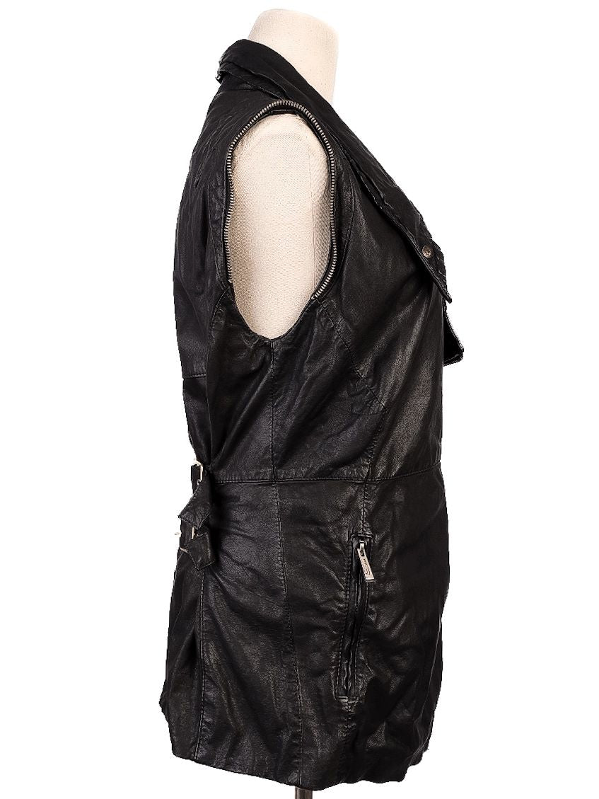 average just cavalli black leather jacket size xxs - women