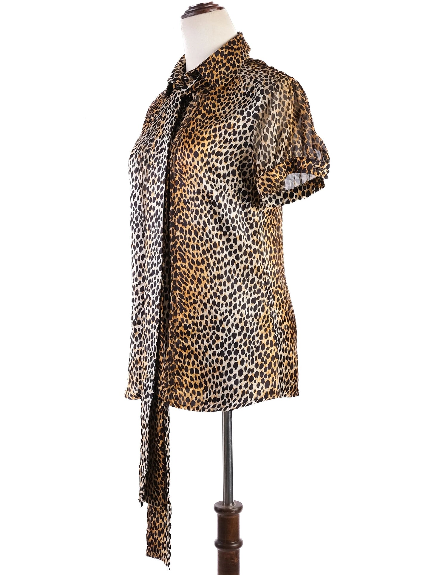 excellent dolce gabbana leopard print silk blouse size l