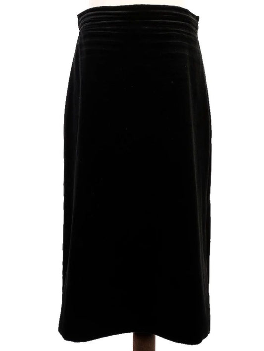 Escada Black Velvet Long Skirt Pleated Size L Excellent Condition