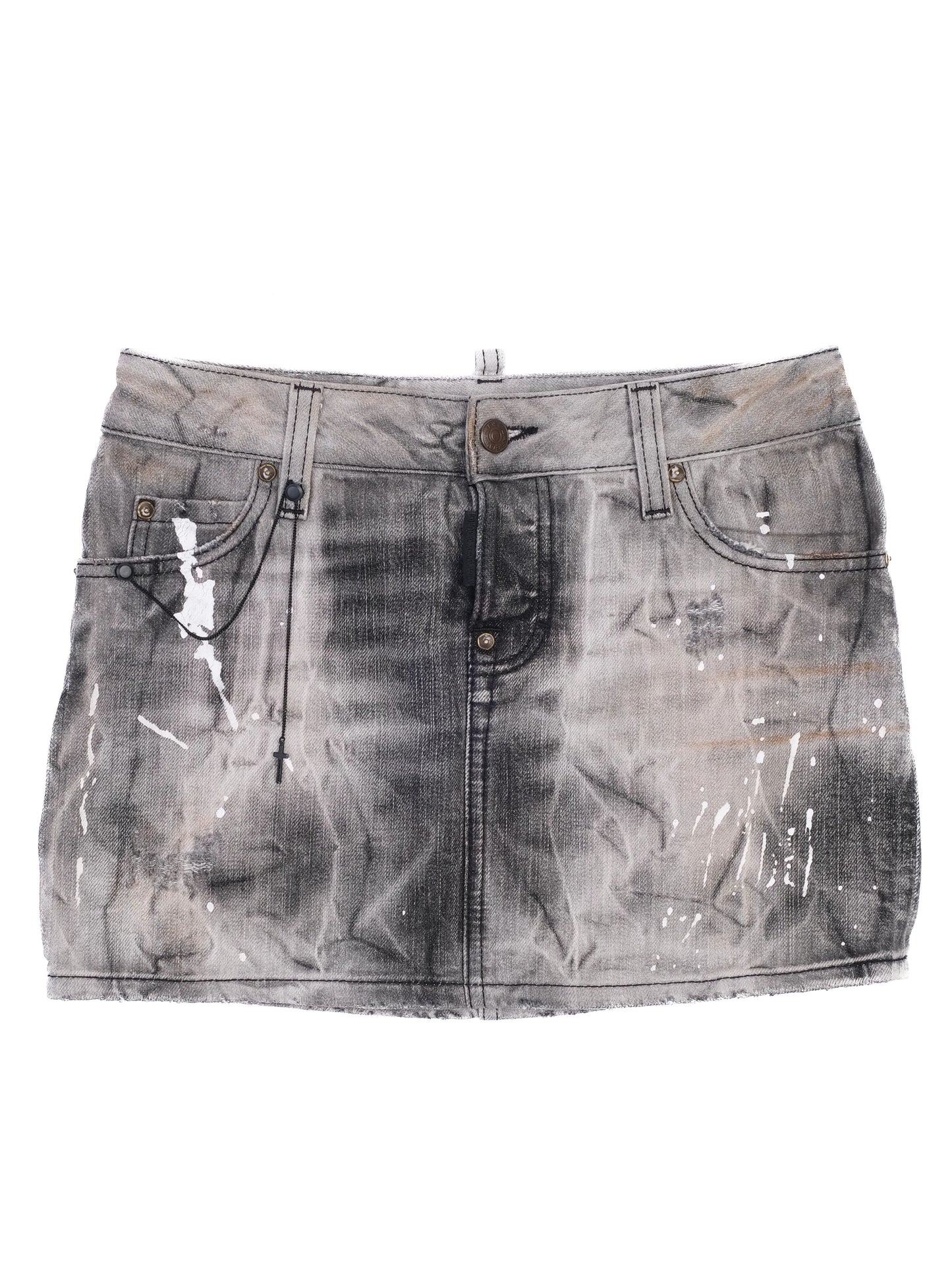 excellent dsquared2 gray distressed denim mini skirt women size n/a