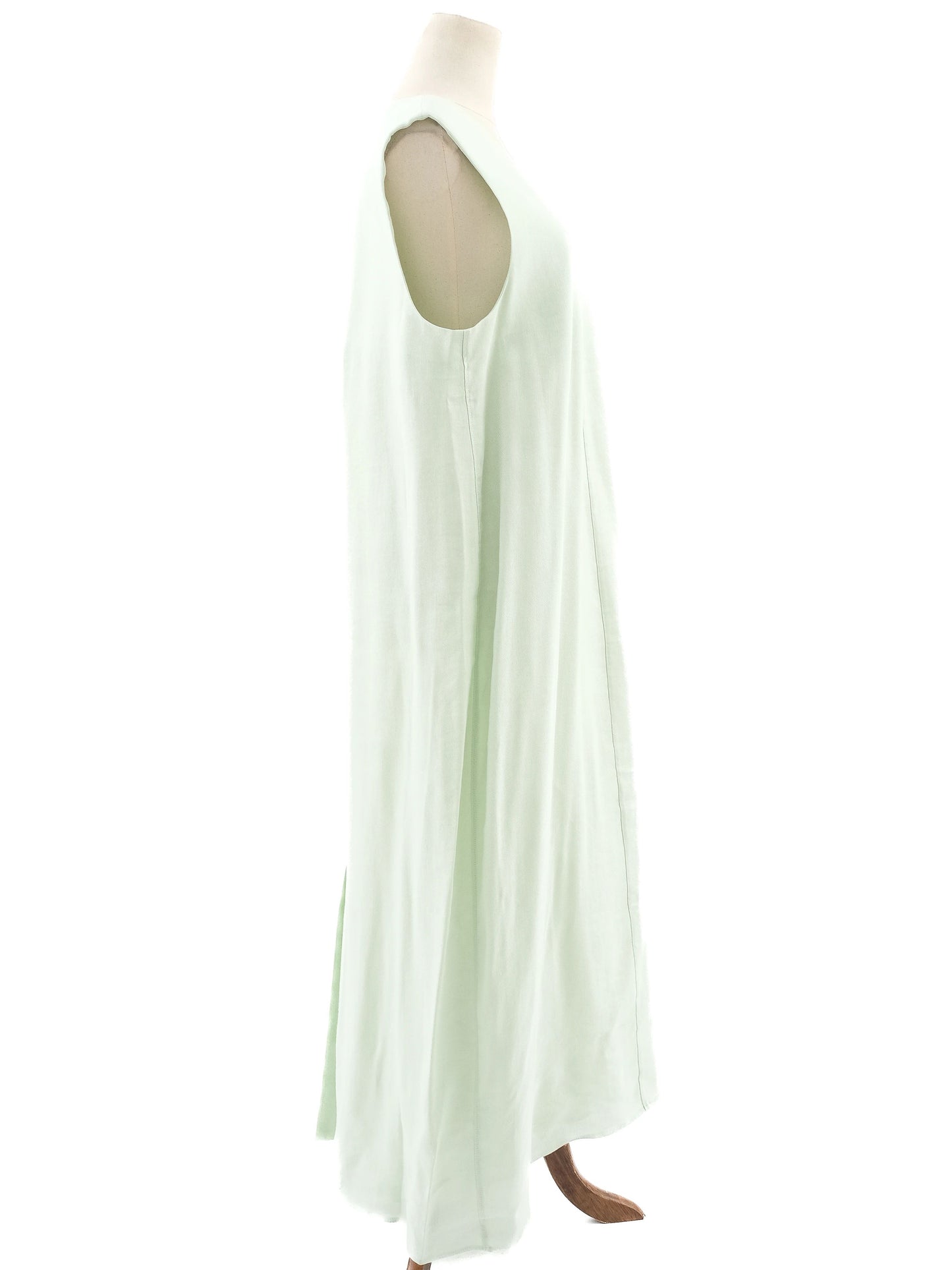 new cos green v-neck maxi dress size xl sleeveless viscose