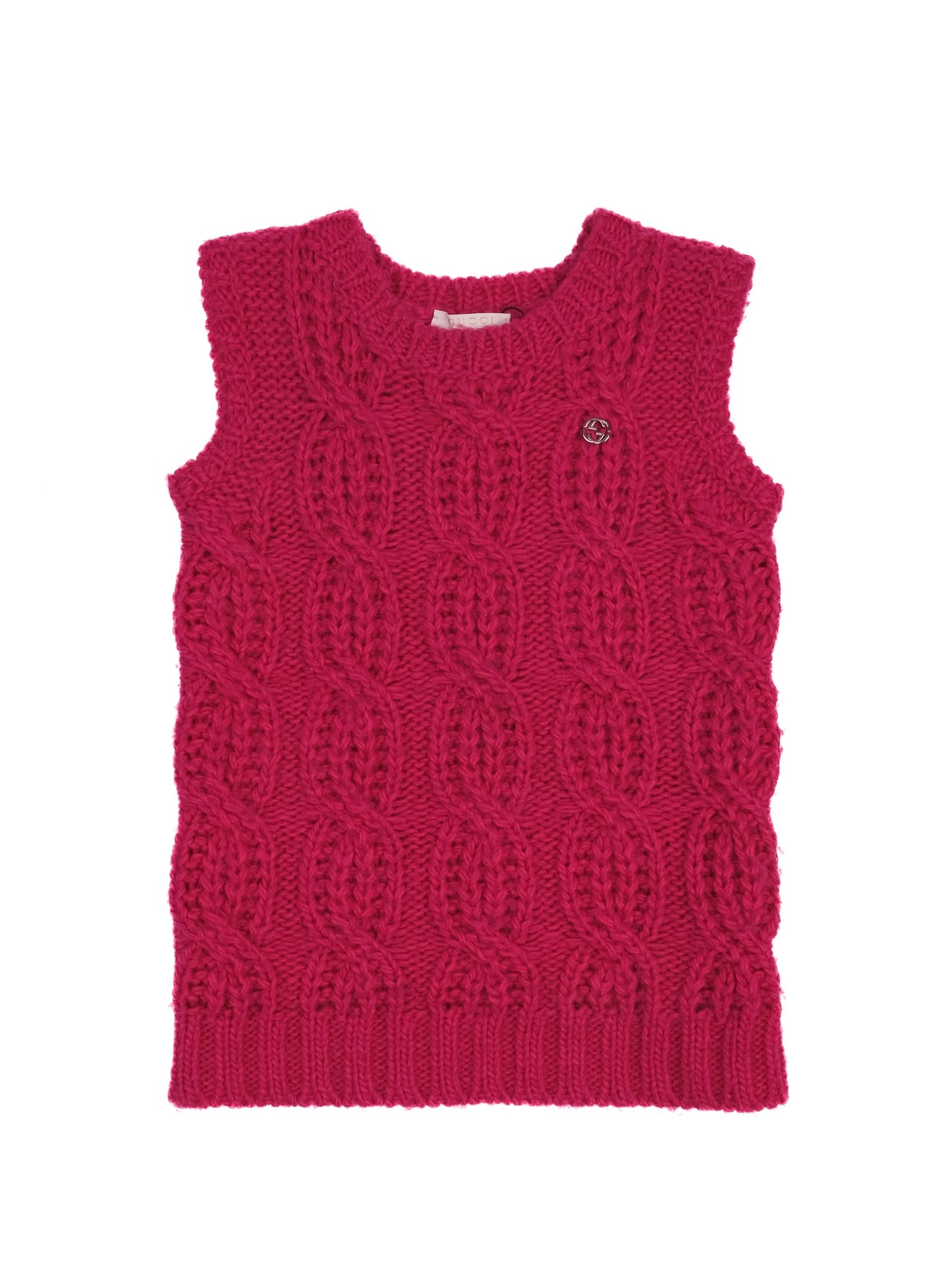 excellent gucci pink wool cable knit vest for kids size 12/18