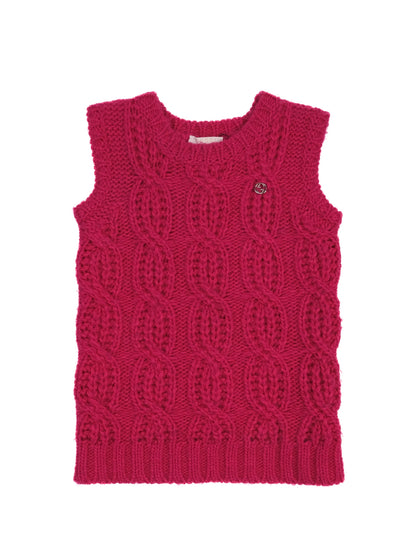 Excellent Gucci Pink Wool Cable Knit Vest for Kids Size 12/18
