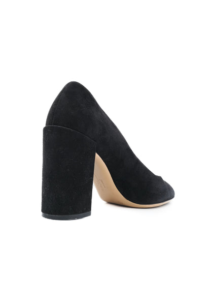 Excellent Salvatore Ferragamo Black Suede Block-Heeled Pumps Size 40