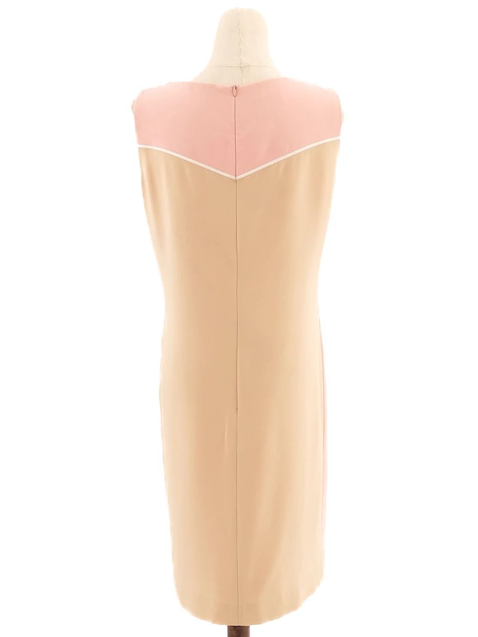 excellent moschino sleeveless shift dress size l beige pink triacetate